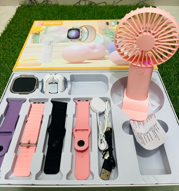 D96 Plus Smartwatch Combo – Fitness Watch + Earbuds + Mini Fan