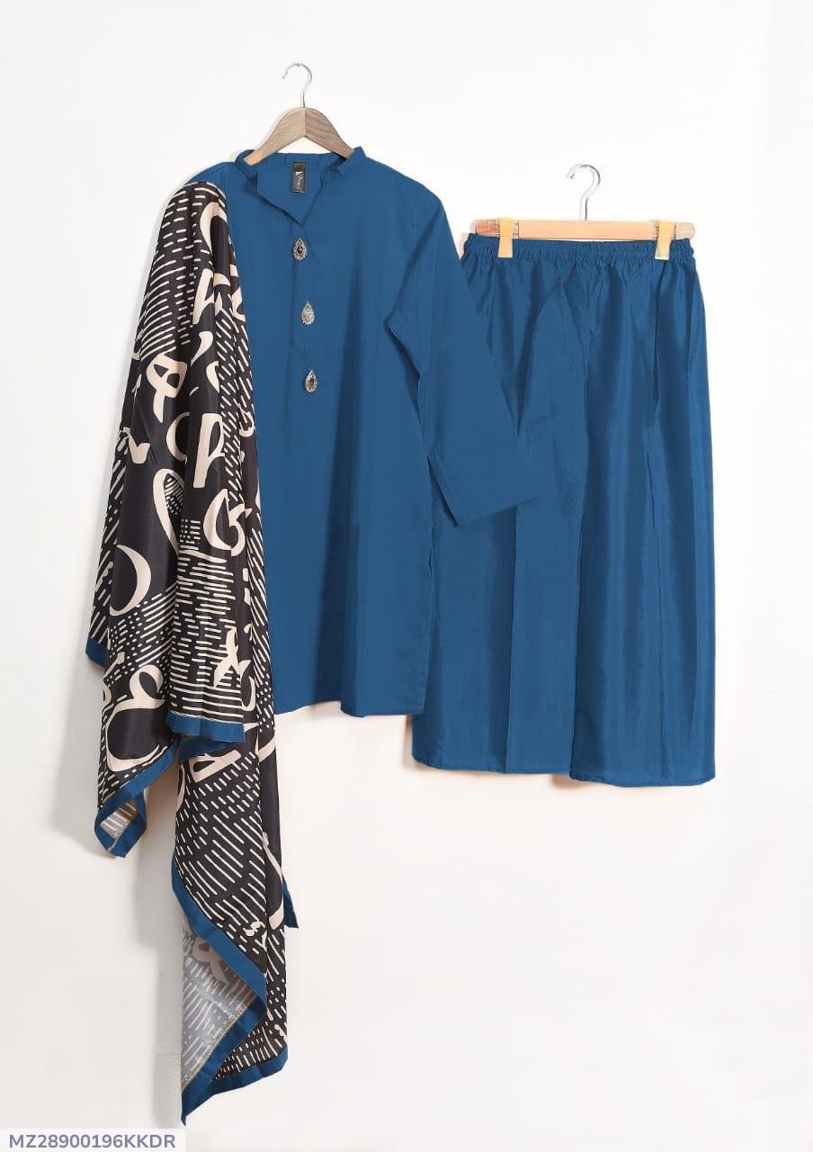 3-Piece | Plain Grip Silk Suit with Dupatta