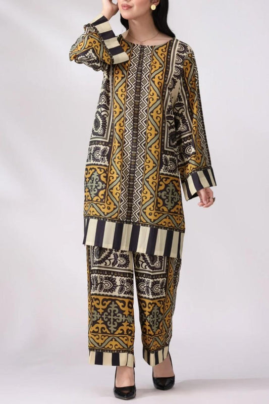 2 Pcs - Women’s Stitched Printed Shirt and trouser